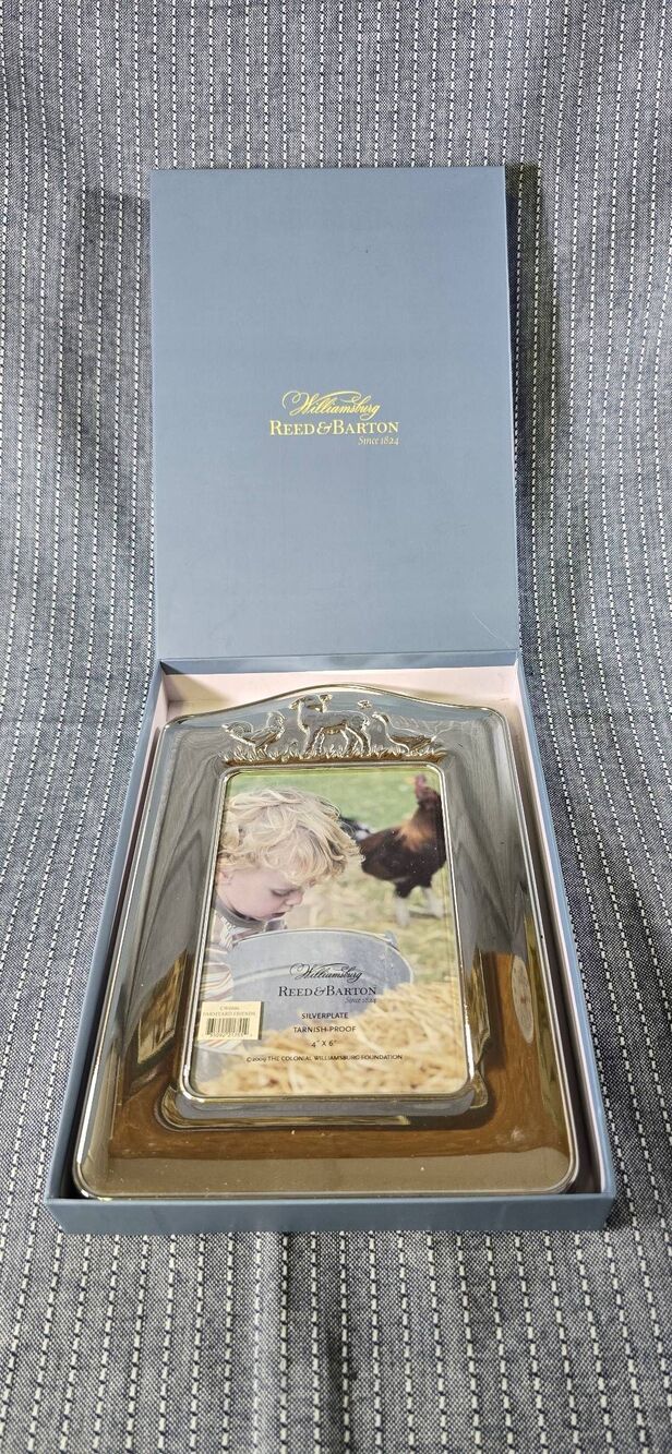 Williamsburg Reed & Barton Silverplate 4x6 "Farmyard Friends" Picture Frame